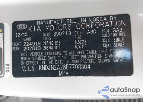 2014 Kia Soul from USA, damaged, VIN KNDJN2A28E7708304